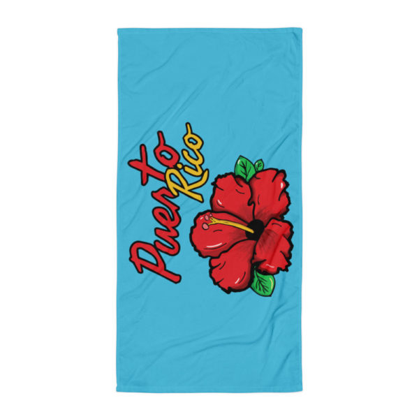 Puerto Rico Kaia Amapola Flower Beach Towel Teal Blue