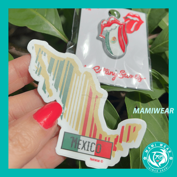 The Rolling Stones Mexico Flag Pin & Mexico Sticker - Image 3