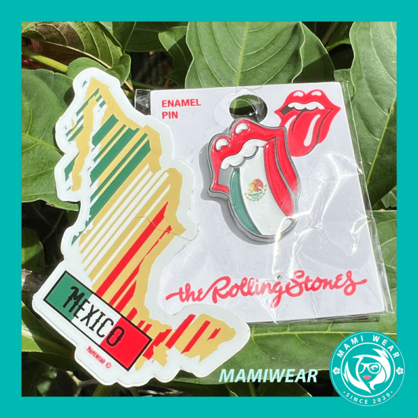 The Rolling Stones Mexico Flag Pin & Mexico Sticker