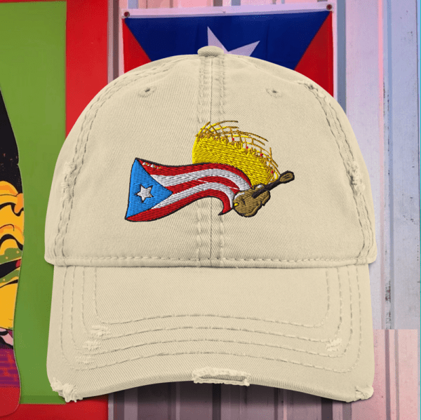 PR Bandera Pava y Cuatro Puertorriqueño Distressed Hat