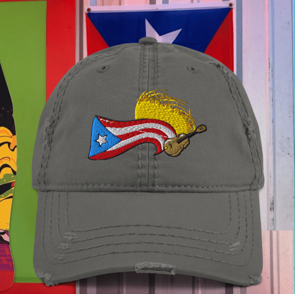 PR Bandera Pava y Cuatro Puertorriqueño Distressed Hat - Image 7