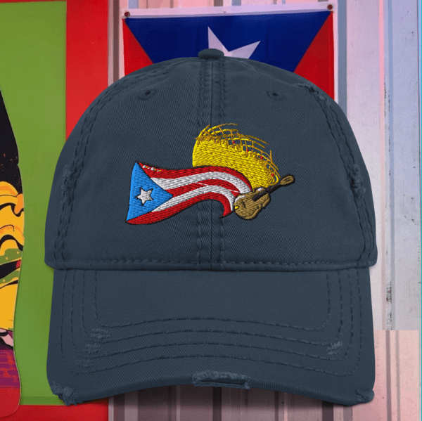 PR Bandera Pava y Cuatro Puertorriqueño Distressed Hat - Image 9