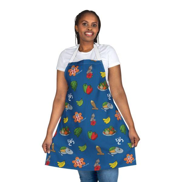Criollo Grindz© – Criollo Raíces Apron Blue Background - Image 8