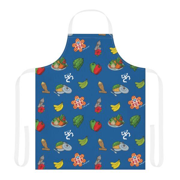 Criollo Grindz© – Criollo Raíces Apron Blue Background - Image 5
