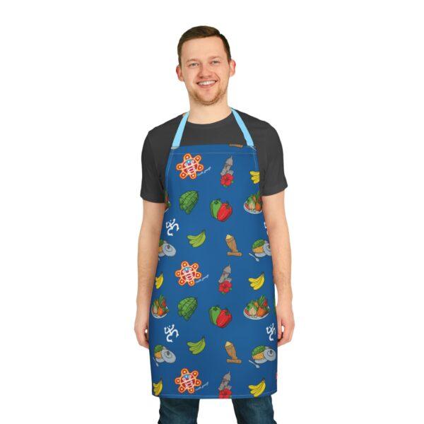 Criollo Grindz© – Criollo Raíces Apron Blue Background - Image 10