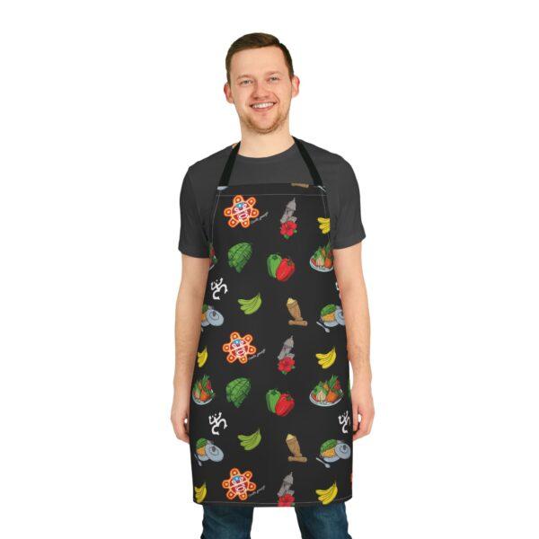 Criollo Grindz© – Criollo Raíces Apron Black Background - Image 14