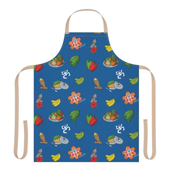 Criollo Grindz© – Criollo Raíces Apron Blue Background - Image 2
