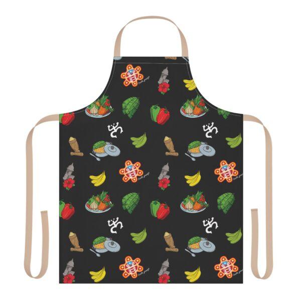 Criollo Grindz© – Criollo Raíces Apron Black Background - Image 2
