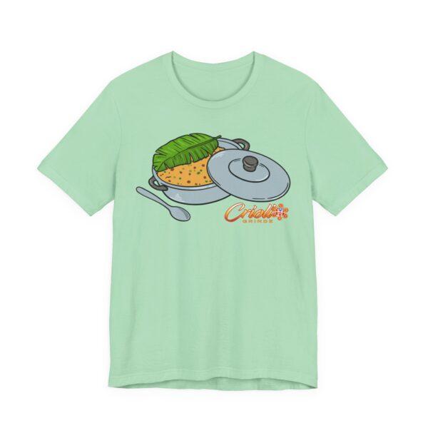 Criollo Grindz© – Arroz con Gandules en Caldero y Hoja de Plátano Unisex T-shirt - Image 6