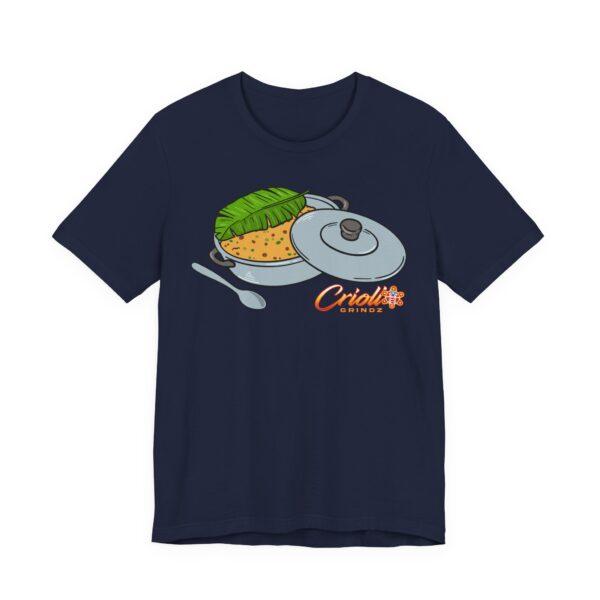 Criollo Grindz© – Arroz con Gandules en Caldero y Hoja de Plátano Unisex T-shirt - Image 11
