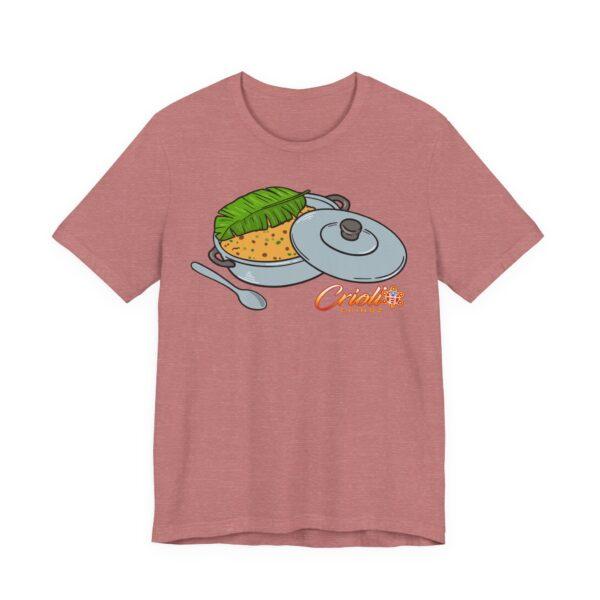Criollo Grindz© – Arroz con Gandules en Caldero y Hoja de Plátano Unisex T-shirt - Image 4