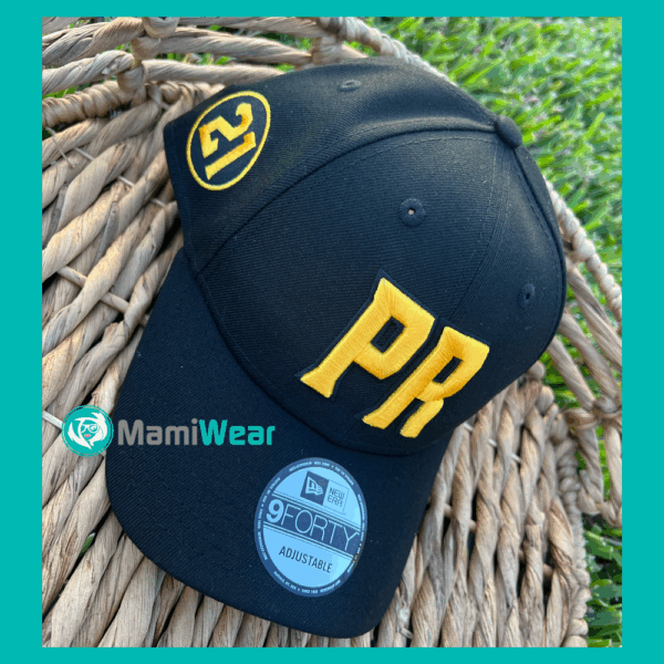 New Era 9FORTY Puerto Rico Hat 21 Side Patch Black Yellow Snapback + Sticker & Pins - Image 4