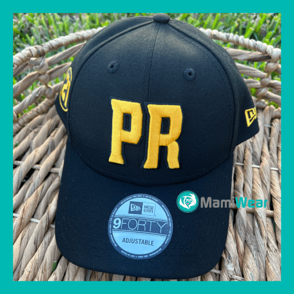 New Era 9FORTY Puerto Rico Hat 21 Side Patch Black Yellow Snapback + Sticker & Pins - Image 5