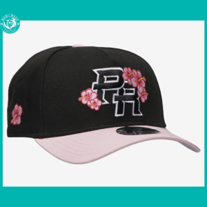 New Era Puerto Rico 9FORTY A-Frame Adjustable Hat Amapola Flower Black Pink + Sticker & Pin