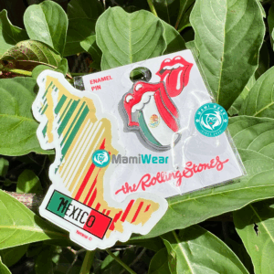 The Rolling Stones Mexico Flag Pin + Escaneame Mexico Sticker