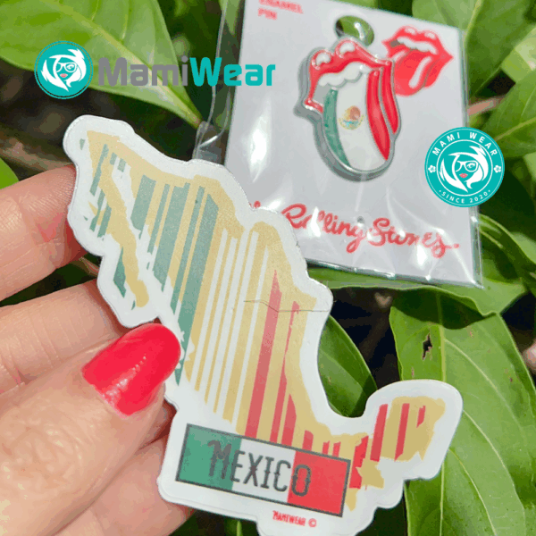 The Rolling Stones Mexico Flag Pin + Escaneame Mexico Sticker - Image 3