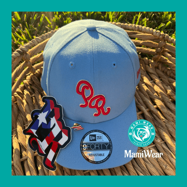 New Era Puerto Rico Sky Blue 9FORTY Hat 🧢🇵🇷 + Sticker & Pin - Image 3